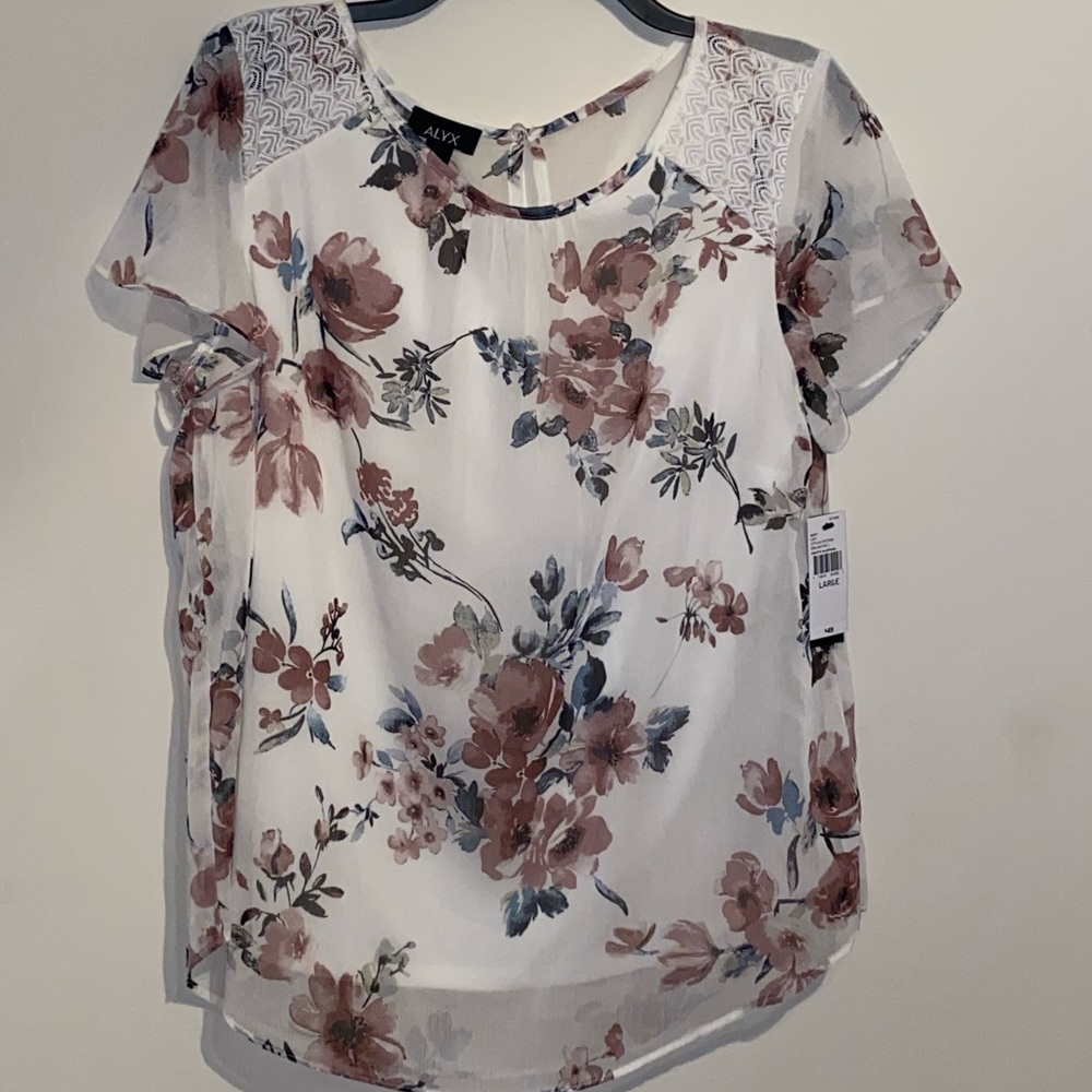 Flowery White Blouse